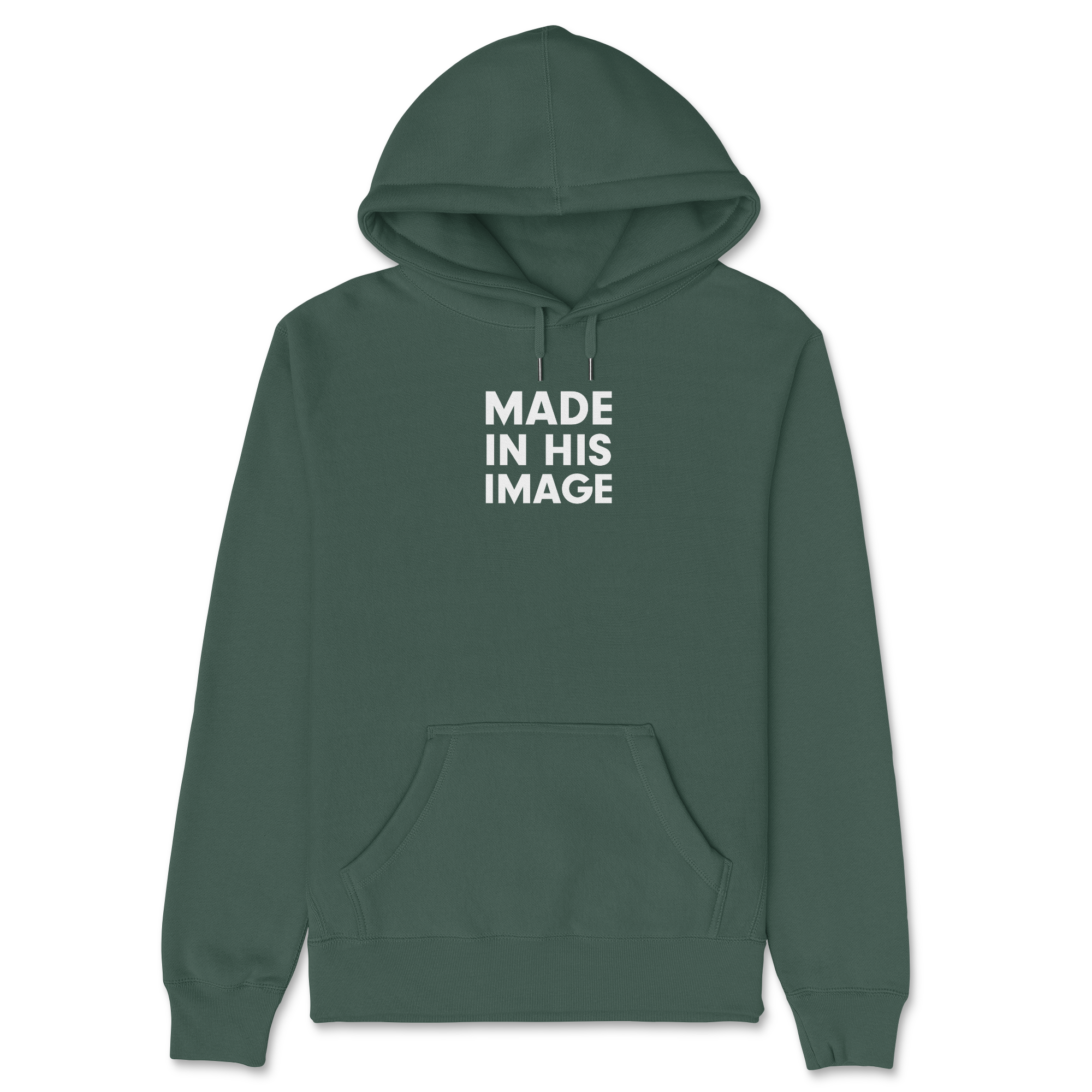 Made in HIs Image Embroidered Green Hoodie